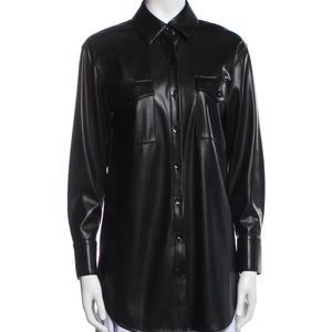 Alice + Olivia Black Vegan Leather shirt jacket. Worn one time.